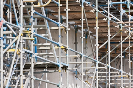 scaffolding at a building site of a concrete constructionのeditorial素材