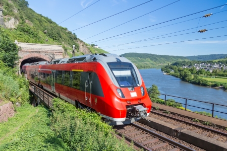 German Intercity train near river Moselleのeditorial素材