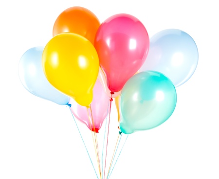 colorful balloons isolated on whiteの写真素材