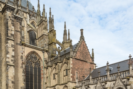 Detail medieval Dom Cathedral of Dutch city Utrechtの写真素材
