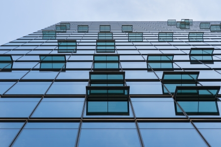 Glass facade with windows of a modern office building