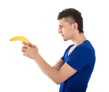 Man shooting with a bananaの写真素材