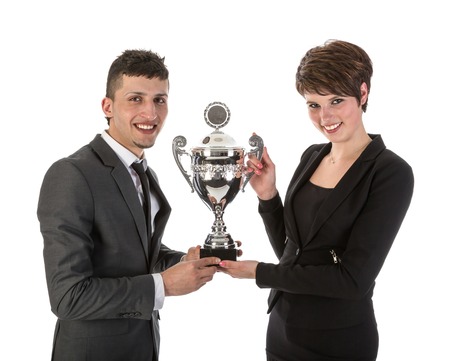 Businesswoman has won a trophy