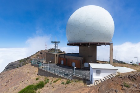 Radar station at top of Pico do Arieiro, Madeira Island, Portugalのeditorial素材