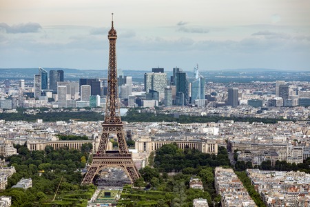 Aerial view of Paris with Eiffel Tower from Montparnasse building