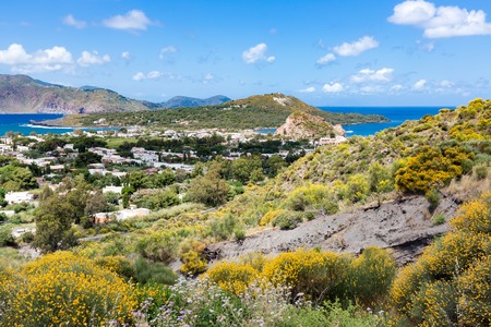 Aerial view of Vulcano, one of the Aeolian Islands near Sicily, Italy