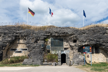 VERDUN, FRANCE - AUGUST 19, 2016: Visitor entrance fort Douaumont. Battlefield of First World War One.のeditorial素材