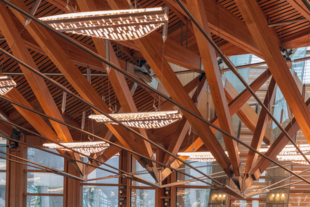 Edinburgh, Scotland - May 24, 2018: Interior Scottish parliament the debating chamberのeditorial素材