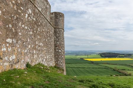 Ruin of old castle in Scottish borders near Humeの写真素材