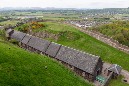 Stirling, Scotland - May 19, 2018: Aerial view from Stirling Castle at ancient buildings used for storing gun powder, Scotlandのeditorial素材