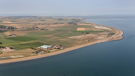Aerial view farmland of east side Dutch island Texel in Wadden seaの写真素材