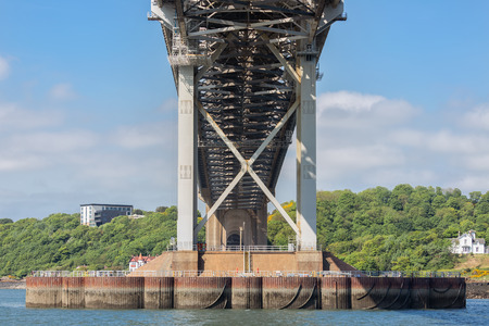 Construction detail bottom Forth Road Bridge over Firth of Forth near Queensferry in Scotland