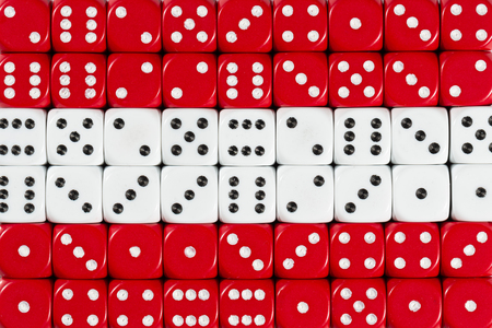 National flag of Austria in colorful background of dicesの写真素材