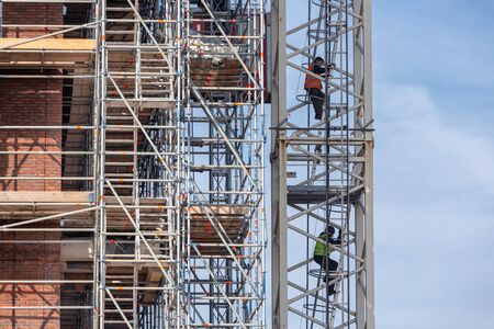 Lelystad, The Netherlands - April 5, 2019: Construction site of new apartment building with...