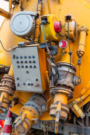 Urk, The Netherlands - September 07, 2019: Machinery of specialized truck for cleaning sewer systemsのeditorial素材