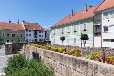 Cityscape Country town Eger with traditional wooden houses in Hungary