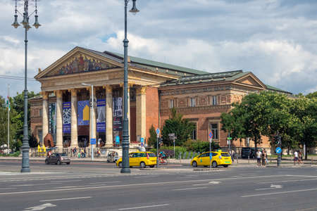 Budapest, Hungary - July 14, 2019: Heroes square with Hall of Art in Budapest, Hungaryのeditorial素材