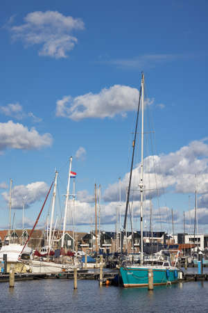 Sailing ships in harbor Dutch village Urkのeditorial素材
