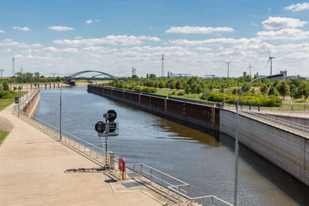German channel near magdeburg from mittelland canal to Rothenseeの写真素材