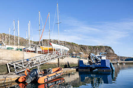 Harbor with yachts , lifeboat and salvage vessel, Tazacorte, La Palma