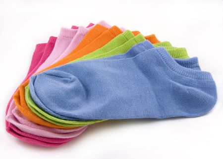 Rainbow of colorful ankle socksの写真素材