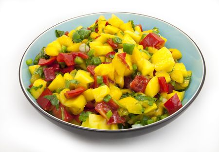 Bowl of mango salsaの写真素材