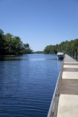 Long dock in Florida riverの写真素材