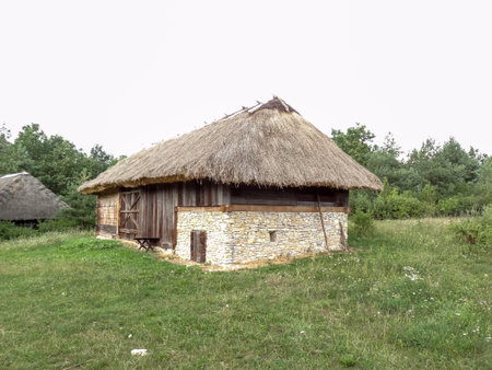 The building in the open-air museum in Tokarniaのeditorial素材