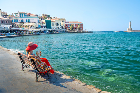 Beautiful old promenade of Hania. Crete. Greece. The perfect place for a stroll and relax.のeditorial素材