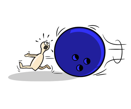 Pin running from bowling ball.Logo or mascot.のイラスト素材