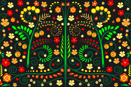 Seamless background pattern with leafs and flowers.のイラスト素材