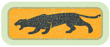 Vintage emblem with the image of a panther.のイラスト素材