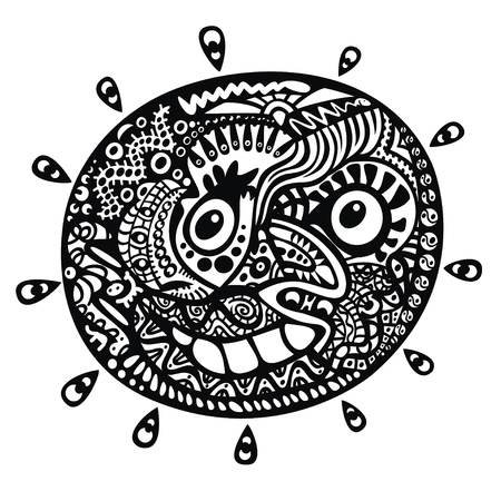 Abstract hand drawn illustration of sun.のイラスト素材