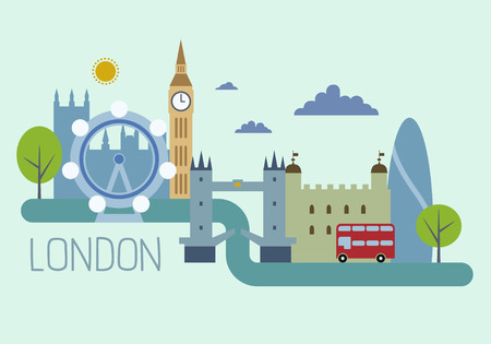 London city in flat design stile.のイラスト素材