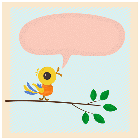 Little bird with a speech bubble.のイラスト素材