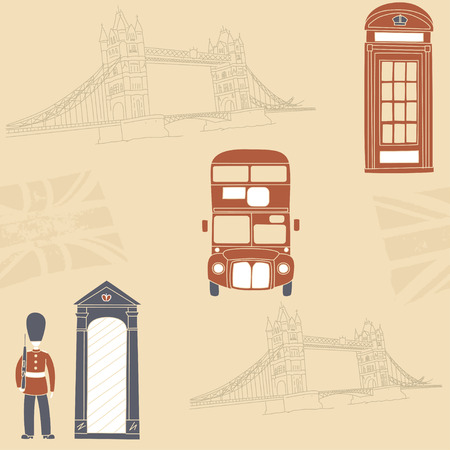 Seamless pattern with London symbols elements.のイラスト素材