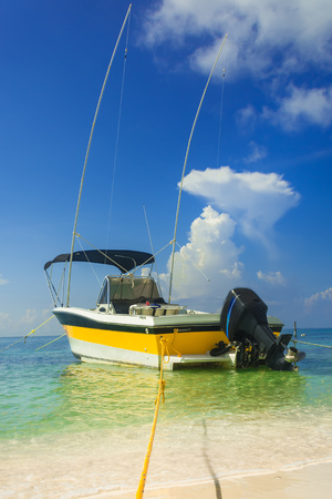 Yellow yacht for ocean fishing.の写真素材