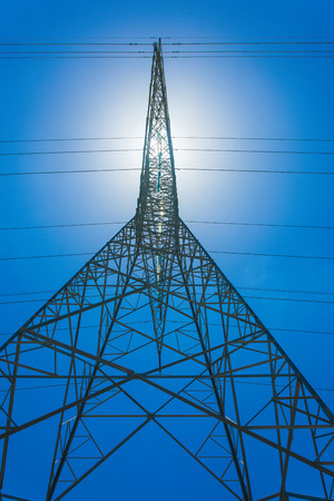 Power line support on sunny day.の写真素材