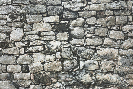 Grey stone wall texture. Antique natural stonewall.の写真素材