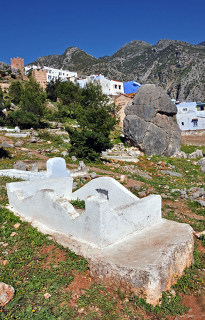 Historic tomb at a cemetery in Chefchaouen, Morocco.の写真素材