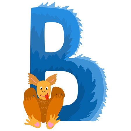 English letter. Alphabetical isolated element in children's style, hand drawn. cartoon monster.のイラスト素材