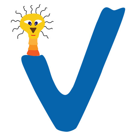 English letter. Alphabetical isolated element in children's style, hand drawn. cartoon monster.のイラスト素材