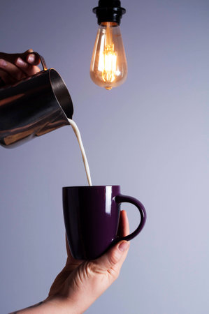 milk and purple cup
