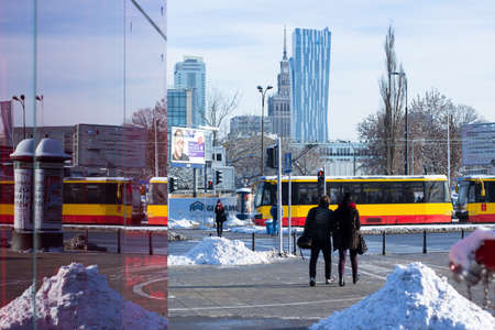 winter in the city: warsaw, poland. High-quality photoのeditorial素材