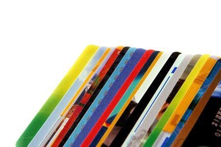 Colorful credit card on a light backgroundの写真素材