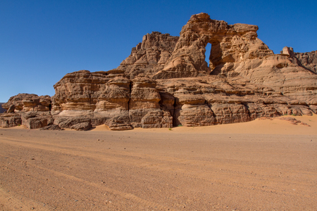 Amazing rock formation in Tadrart Rouge. Tassili n'Ajjer National Park, Algeriaの写真素材