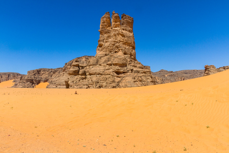 Amazing rock formation in Tadrart Rouge. Sahara desert, Tassili n'Ajjer National Park, Algeriaの写真素材