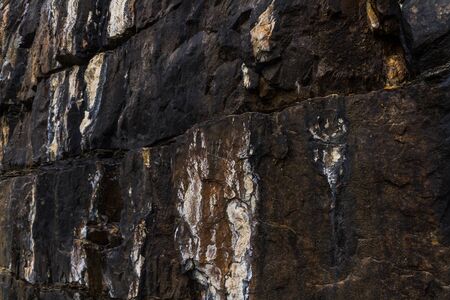 Close up. Black, white and brown rock pattern on the Rocky Mountains, Canada Background or textureの写真素材