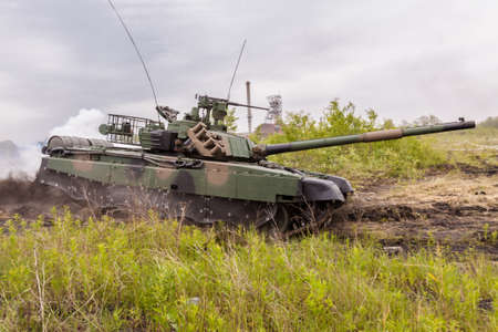 Polish modern battle tank PT-91 during military demonstrationsのeditorial素材
