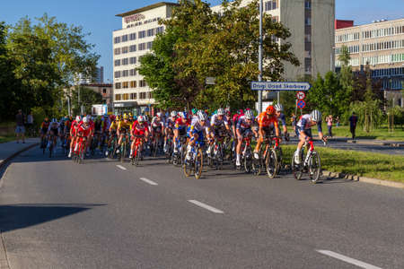 Katowice, Poland - August 5, 2020: the first stage in the 77 Tour de Pologne UCI - World Tour, the 195.8 km Silesian stadium-Katowice route. The biggest cycling event in Eastern Europe.のeditorial素材